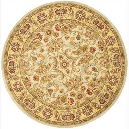 SAFAVIEH 6 Ft. x 6 Ft. Round- Traditional Classic Grey And Light Gold Hand Tufted Rug CL324B-6R